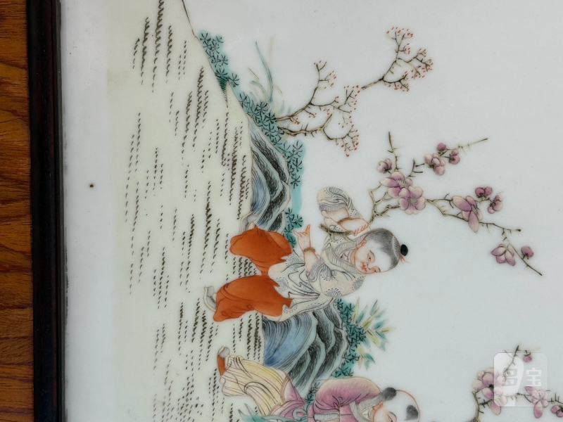 民国 粉彩婴戏图挂屏 - 图16